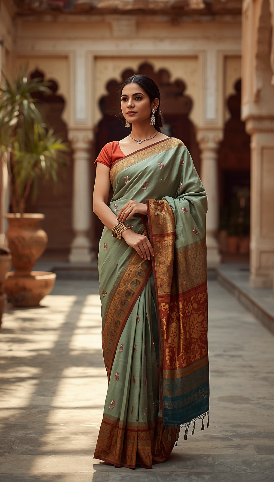 a beautiful elegant indian woman standing gracefully in a charming heritage 20260429 153241 0000