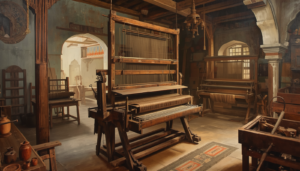 ancient wooden handloom in traditional indian weaving workshop, vintage wea 20260519 132646 0000
