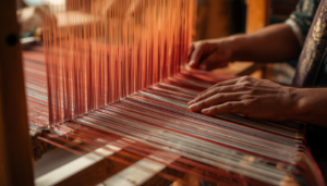 traditional indian handloom weaving, skilled artisan hands working on woode 20260519 132542 0000